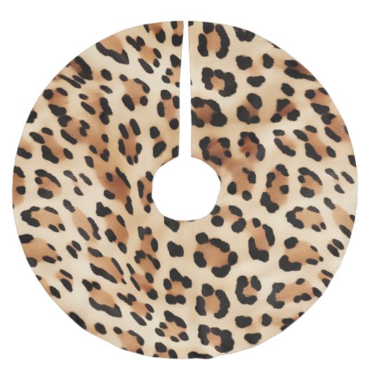 Chic Brown White Leopard Print Polyester Weihnachtsbaumdecke (Vorderseite)