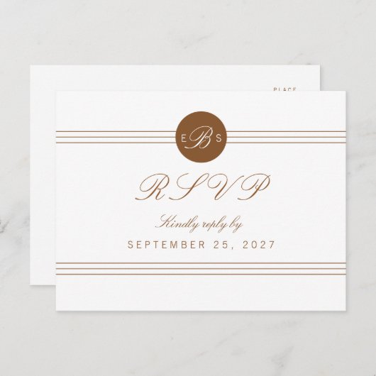Chic Brown White Monogram Response UAWG Postkarte (Vorne/Hinten)
