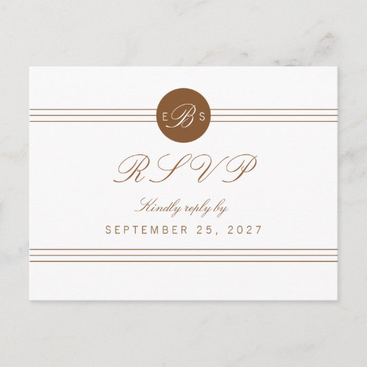 Chic Brown White Monogram Response UAWG Postkarte (Vorderseite)