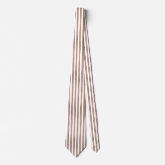 Chic Brown White Stripes Krawatte (Vorderseite)