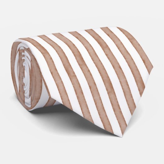 Chic Brown White Stripes Krawatte (Gerollt)