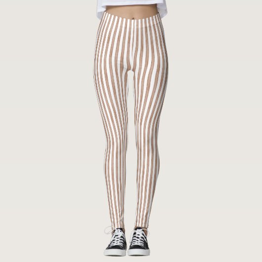 Chic Brown White Stripes Leggings (Vorderseite)