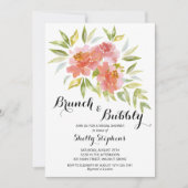 Chic Brunch und Bubbly Floral Brautparty Einladung (Vorderseite)