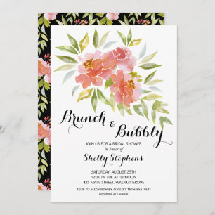 Chic Brunch und Bubbly Floral Brautparty Einladung