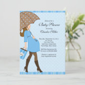 Chic Brünett schwanger Mama Babydusche Einladung (Stehend Vorderseite)