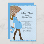 Chic Brünett schwanger Mama Babydusche Einladung (Vorne/Hinten)