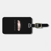 Chic Brush Stroke Black Imitats Rose Gold Monogram Gepäckanhänger (Vorderseite horizontal)