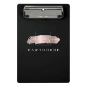 Chic Brush Stroke Black Imitats Rose Gold Monogram Mini Klemmbrett (Vorderseite)