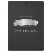 Chic Brush Stroke Black Imitats Silver Brush Monog Klemmbrett (Rückseite)