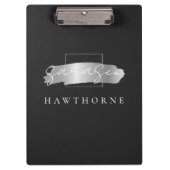 Chic Brush Stroke Black Imitats Silver Brush Monog Klemmbrett (Vorderseite)