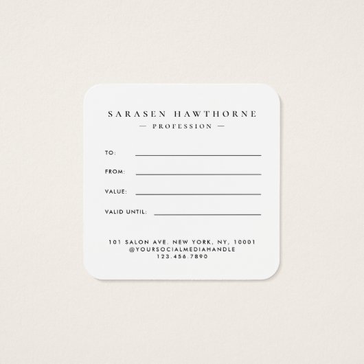 Chic Brush Stroke Black Imitats Silver Gift Card (Rückseite)