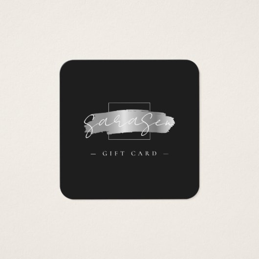 Chic Brush Stroke Black Imitats Silver Gift Card (Vorderseite)