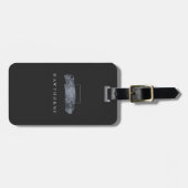 Chic Brush Stroke Black Imitats Silver Gray Monogr Gepäckanhänger (Vorderseite horizontal)