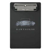 Chic Brush Stroke Black Imitats Silver Gray Monogr Mini Klemmbrett (Vorderseite)