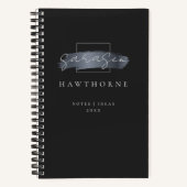 Chic Brush Stroke Black Imitats Silver Gray Monogr Notizblock (Vorderseite)