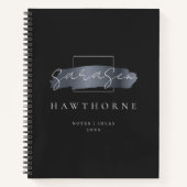 Chic Brush Stroke Black Imitats Silver Gray Monogr Notizblock (Vorderseite)