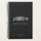 Chic Brush Stroke Black Imitats Silver Gray Monogr Planer (Vorderseite)