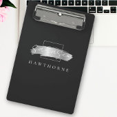 Chic Brush Stroke Black Imitats Silver Monogram Mini Klemmbrett