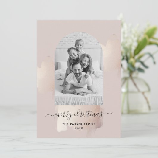 Chic Brush Stroke | Frohe Weihnachten Foto Arch Ho (Stehend Vorderseite)