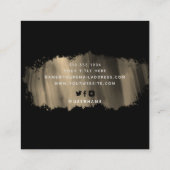 Chic Brush Stroke | Imitate Gold in Schwarz Quadratische Visitenkarte (Rückseite)