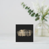 Chic Brush Stroke | Imitate Gold in Schwarz Quadratische Visitenkarte (Stehend Vorderseite)