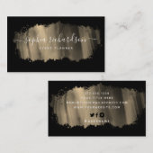 Chic Brush Stroke | Imitate Gold in Schwarz Visitenkarte (Vorne/Hinten)