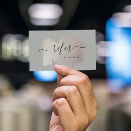 Chic Brush Stroke | Imitate Rose Gold auf Grau Empfehlungskarte