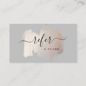 Chic Brush Stroke | Imitate Rose Gold auf Grau Empfehlungskarte (Vorderseite)