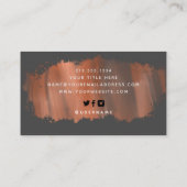 Chic Brush Stroke | Imitate Rose Gold auf Grau Visitenkarte (Rückseite)