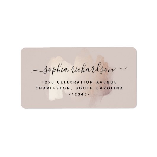 Chic Brush Stroke | Imitate Rose Gold auf neutrale Adressaufkleber (Vorne)