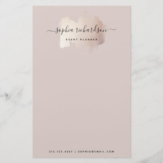 Chic Brush Stroke | Imitate Rose Gold auf neutrale Briefpapier (Vorderseite)