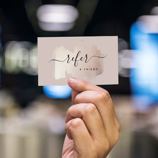 Chic Brush Stroke | Imitate Rose Gold auf neutrale Empfehlungskarte