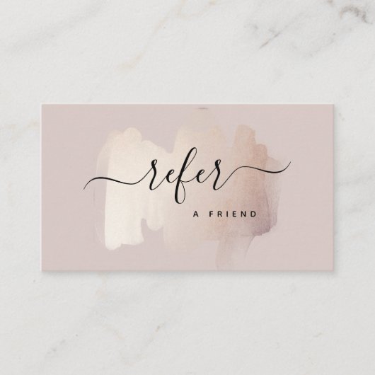 Chic Brush Stroke | Imitate Rose Gold auf neutrale Empfehlungskarte (Vorderseite)