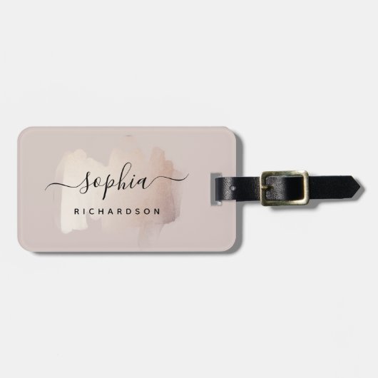 Chic Brush Stroke | Imitate Rose Gold auf neutrale Gepäckanhänger (Vorderseite horizontal)