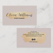 Chic Brush Stroke - Imitate Rose Gold auf neutrale Visitenkarte (Vorne/Hinten)