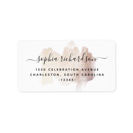 Chic Brush Stroke | Imitate Rose Gold auf Weiß Adressaufkleber (Vorne)