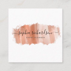 Chic Brush Stroke Imitate Rose Gold auf Weiß Quadratische Visitenkarte