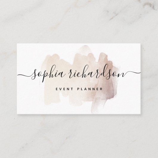 Chic Brush Stroke | Imitate Rose Gold auf Weiß Visitenkarte (Vorderseite)