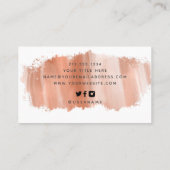 Chic Brush Stroke | Imitate Rose Gold auf Weiß Visitenkarte (Rückseite)