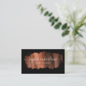Chic Brush Stroke | Imitate Rose Gold in Schwarz Visitenkarte (Stehend Vorderseite)