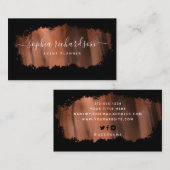 Chic Brush Stroke | Imitate Rose Gold in Schwarz Visitenkarte (Vorne/Hinten)