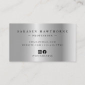 Chic Brush Stroke Imitate Silver Elegante Schwarz Visitenkarte (Rückseite)