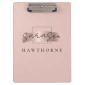Chic Brush Stroke Imitats Rose Gold Elegantes Mono Klemmbrett (Vorderseite)