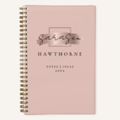 Chic Brush Stroke Imitats Rose Gold Elegantes Mono Notizblock (Vorderseite)