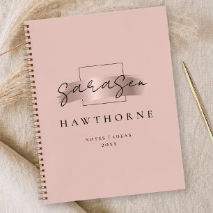 Chic Brush Stroke Imitats Rose Gold Elegantes Mono Notizblock