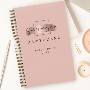 Chic Brush Stroke Imitats Rose Gold Elegantes Mono Notizblock