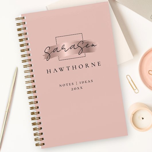 Chic Brush Stroke Imitats Rose Gold Elegantes Mono Notizblock