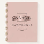 Chic Brush Stroke Imitats Rose Gold Elegantes Mono Notizblock (Vorderseite)