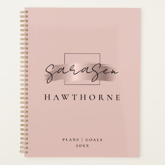 Chic Brush Stroke Imitats Rose Gold Elegantes Mono Planer (Vorderseite)