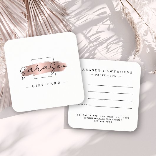 Chic Brush Stroke Rose Gold Geschenkgutschein